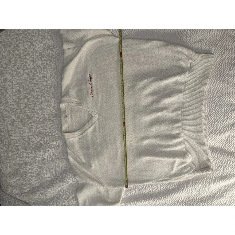 VTG Chris-Craft Oak Creek Mens XXL V-Neck Sweater White Cotton Knit USA Made